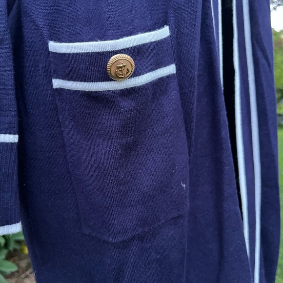 Vila Milano Blue Cardigan with White Accents - Picture 3 of 5